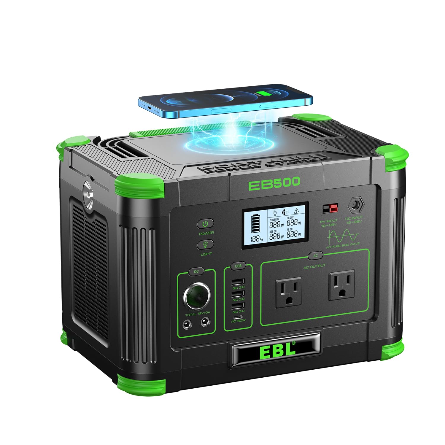 Portable Power Station 1000W Pure Sine - Stazione di Alimentazione Portatile 500W Picco
